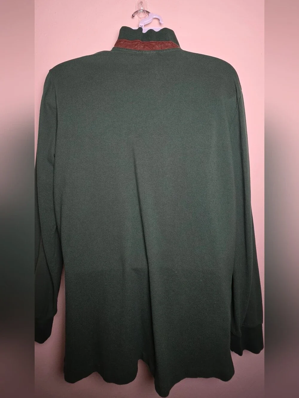 Polo by Ralph Lauren Forest Green Long-Sleeve Polo with Burgundy Embroidery